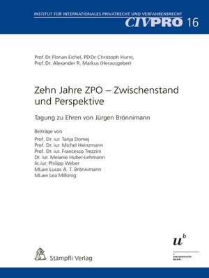 cover image of Zehn Jahre ZPO – Zwischenstand und Perspektive